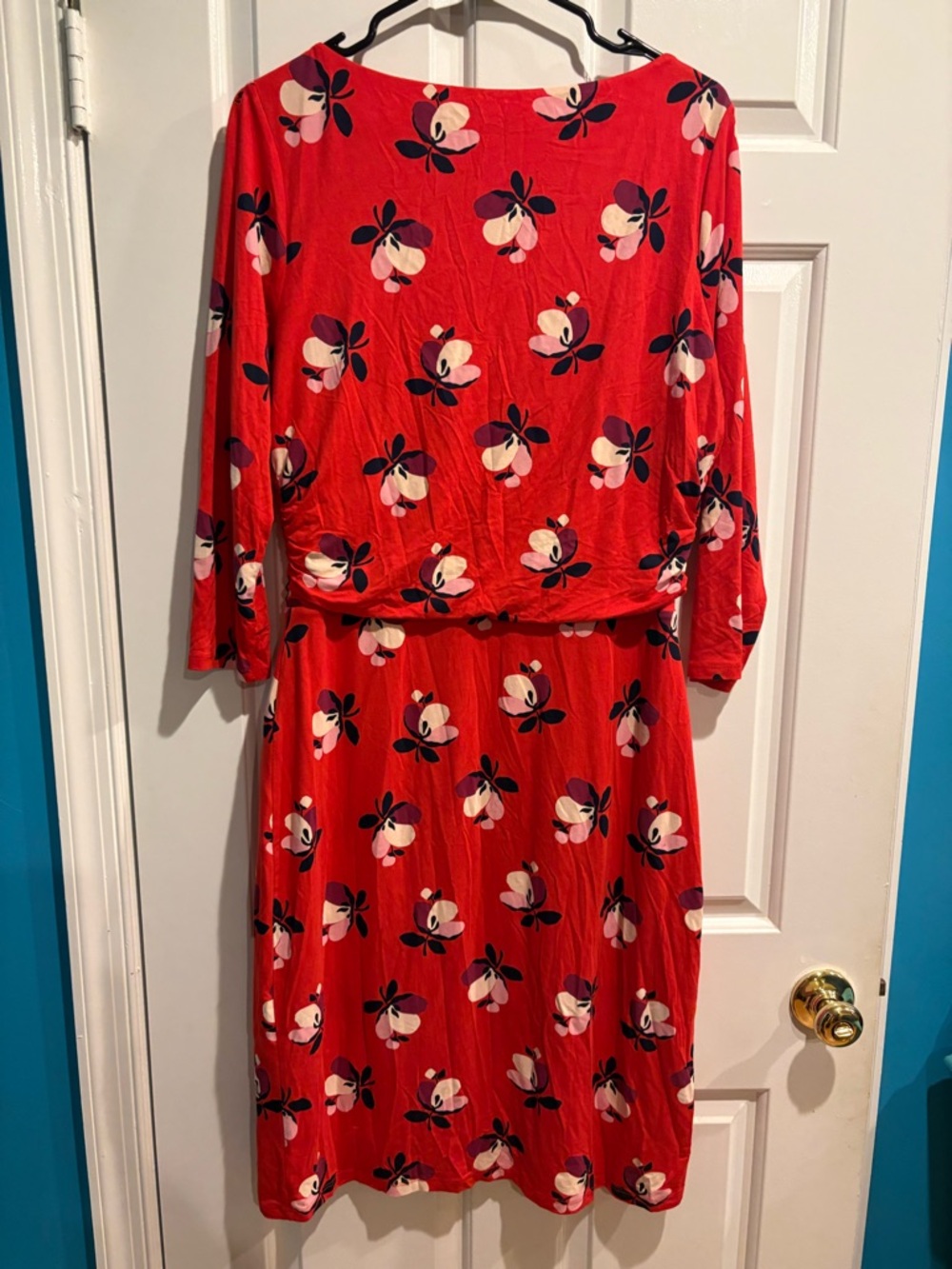 BODEN Lottie Ruched midi dress red floral sz 12 - Picture 3 of 7